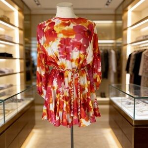 Alex Marie Vibrant Red and Orange Dress